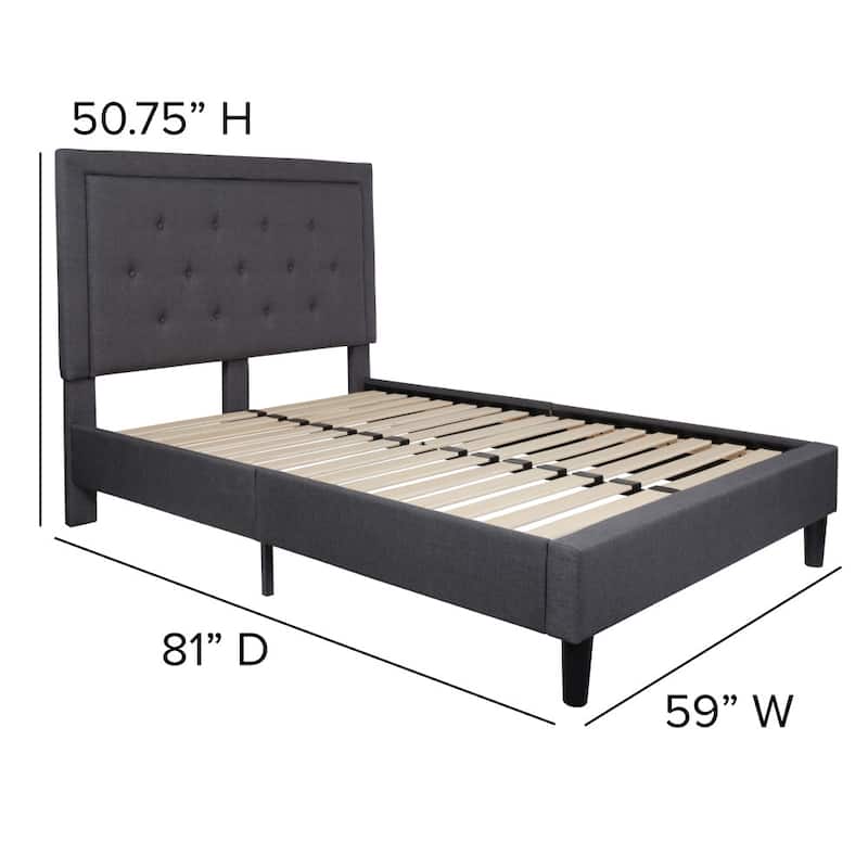 Panel Tufted Upholstered Platform Bed
