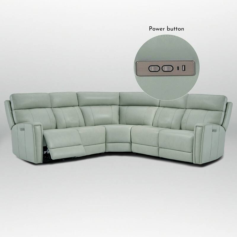 104" W 3-Color Genuine Leather Power Reclining sectional sofa With Zero Gravity, USB&USB-C Ports, 2 Stationary Armlesschairs