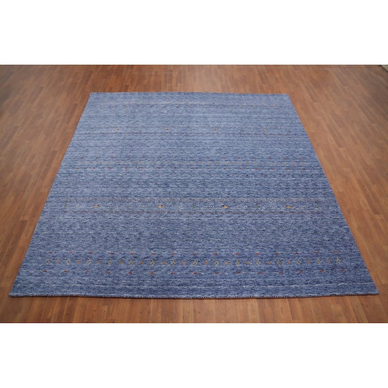 Hand Knotted Oriental 100% Wool Carpet Tribal Animal Pictorial Navy Blue & Blues Gabbeh Area Rug - 9' 10'' X 9' 9''