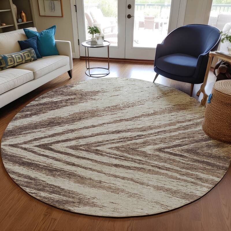 Machine Washable Indoor/ Outdoor Chantille Modern Chevron Rug
