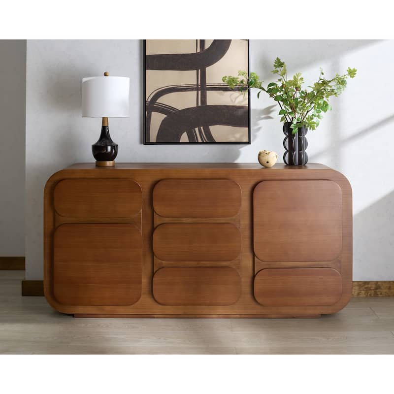 SAFAVIEH Couture Herald 3-Shelf Wood Sideboard - 62"W x 19"D x 30"H