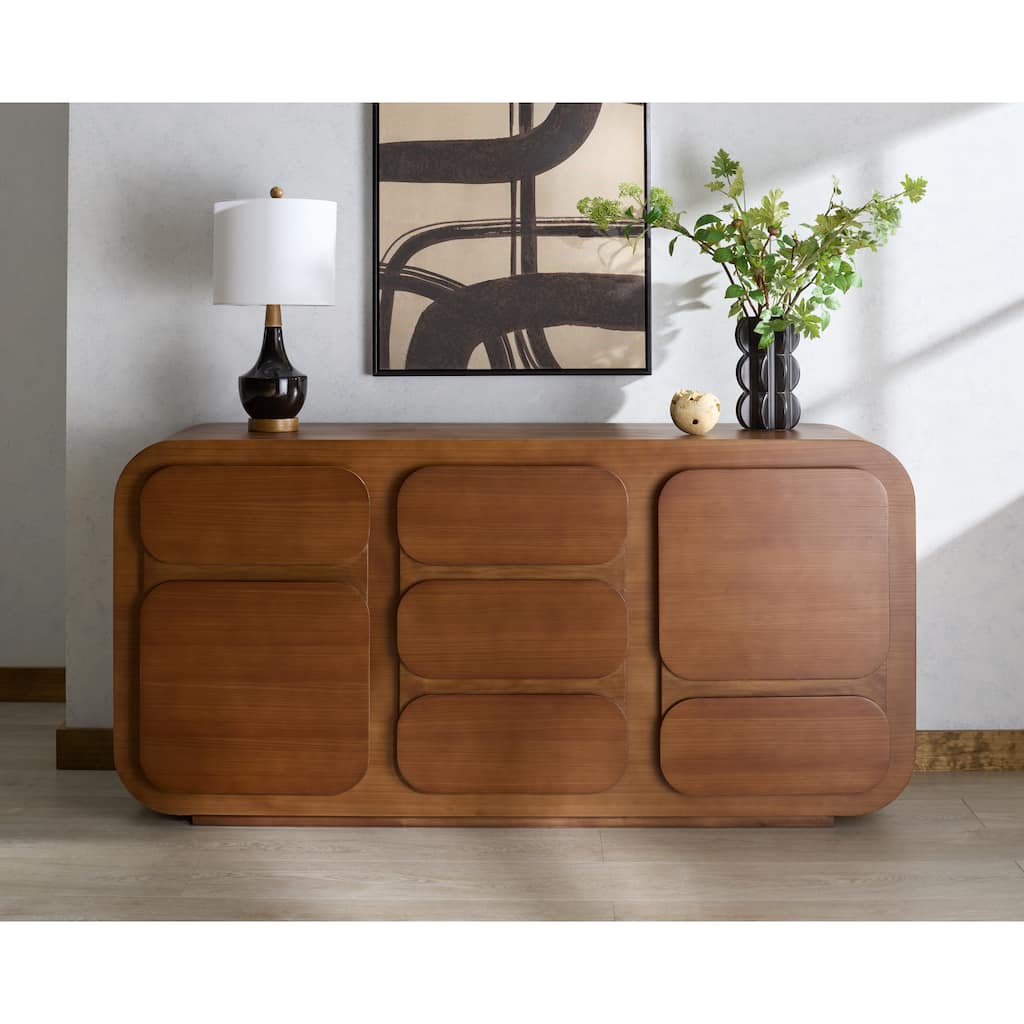 SAFAVIEH Couture Herald 3-Shelf Wood Sideboard - 62"W x 19"D x 30"H