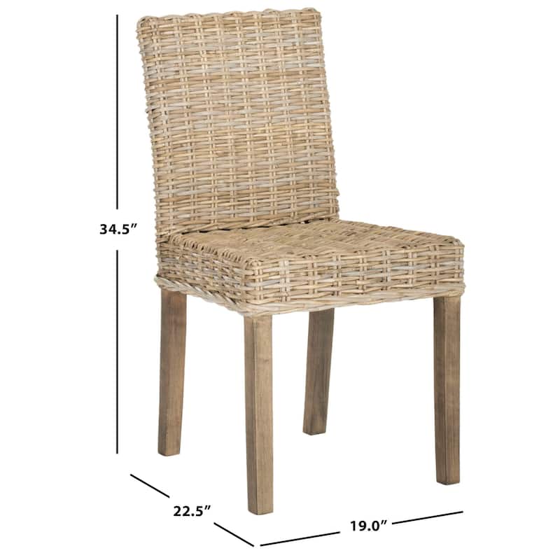 SAFAVIEH Luana Dining Unfinished Natural Wicker Dining Chair (Set of 2) - 19" x 22.5" x 34.5" - 19"W x 23"D x 35"H