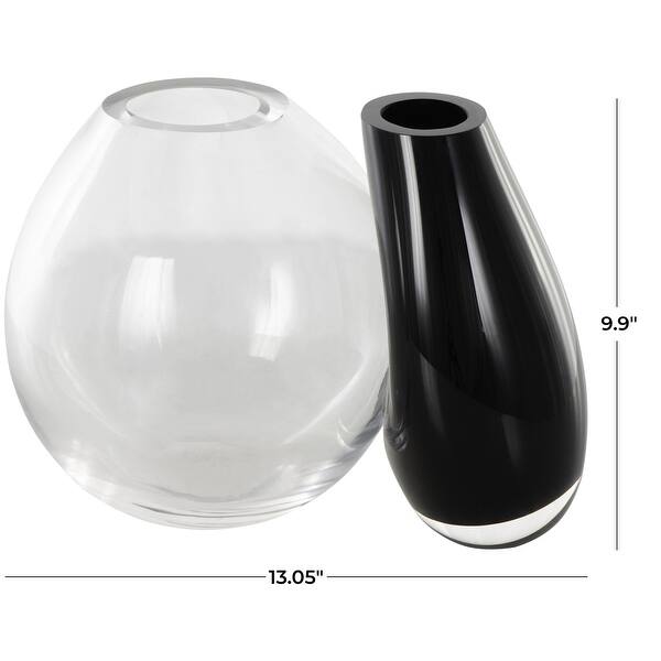 Recycled Glass Abstract Handmade 2 Opening Decorative Vase with Clear ...