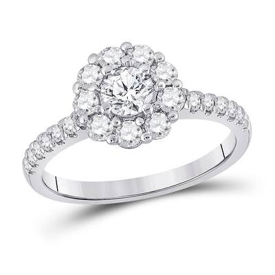 14k White Gold Round Diamond Solitaire Bridal Wedding Engagement Ring 1 Cttw