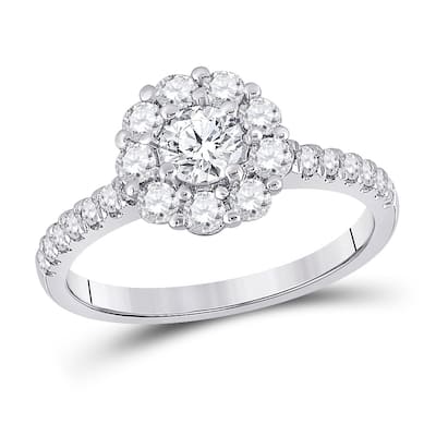 14k White Gold Round Diamond Solitaire Bridal Wedding Engagement Ring 1 Cttw