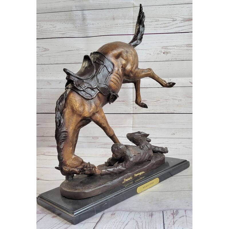 Wicked Pony Frederic Remington Bronze Sculpture On Marble Base Western Art 20 Inches X 22 Inches