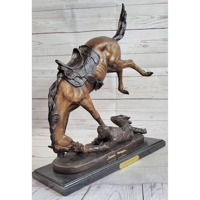 Wicked Pony Frederic Remington Bronze Sculpture On Marble Base Western Art 20 Inches X 22 Inches