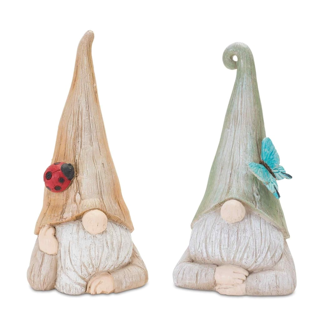 Set of 2 Gnome With Butterfly Bug Christmas Tabletop Figurines 10.25"