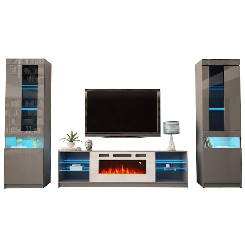 Boston WH01 Electric Fireplace Modern Wall Unit Entertainment Center