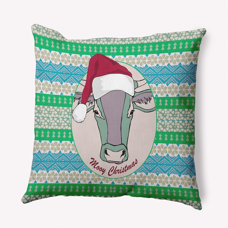 Mooy Christmas Indoor/Outdoor Throw Pillow - 16" x 16" - Pale Pink