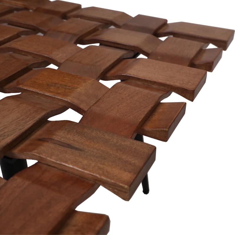 Weaved Wooden Coffee Table - 48" - Honey Gold Finish