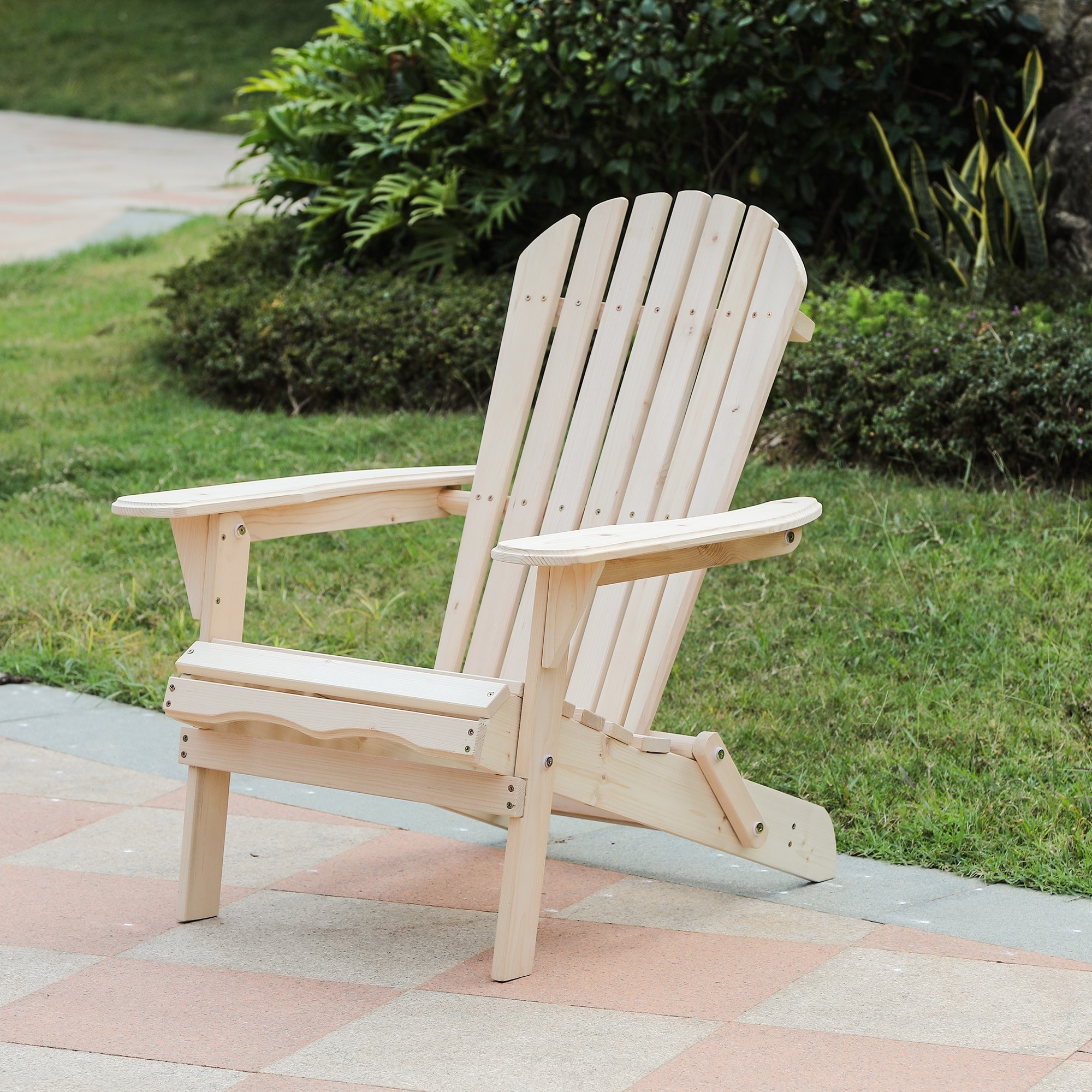 Fir Wood Unfinished Outdoor Backyard Furniture Adirondack Chairs Twin 2-Pack 