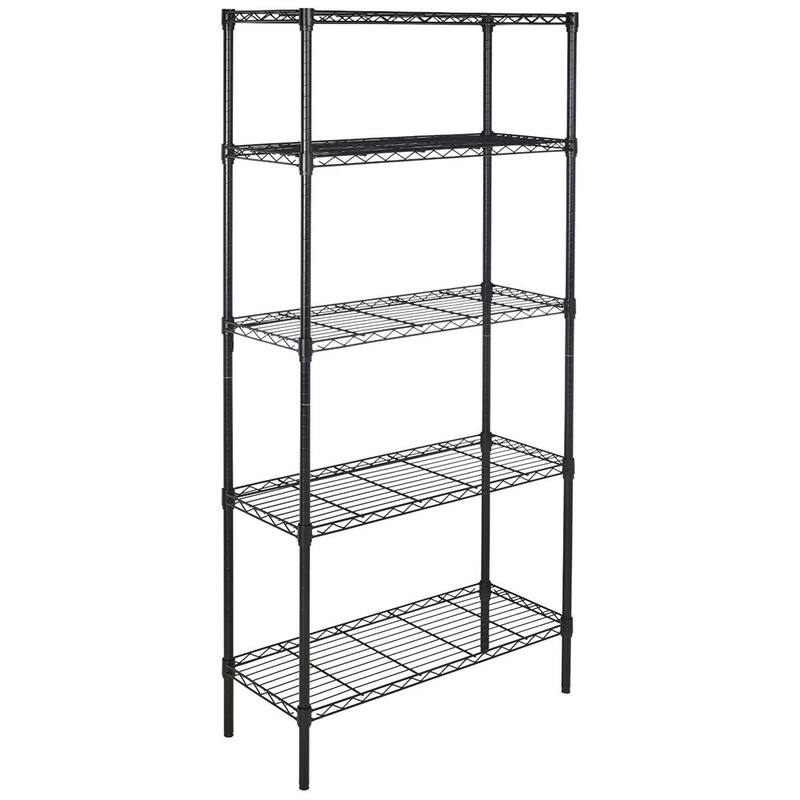 5-Layer Black Plastic Coated Iron Shelf