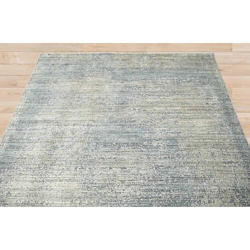 Hand Knotted Hand Made Wool Modern Oriental Area Rug Gray, Beige - 6' 6'' x 9' 5''
