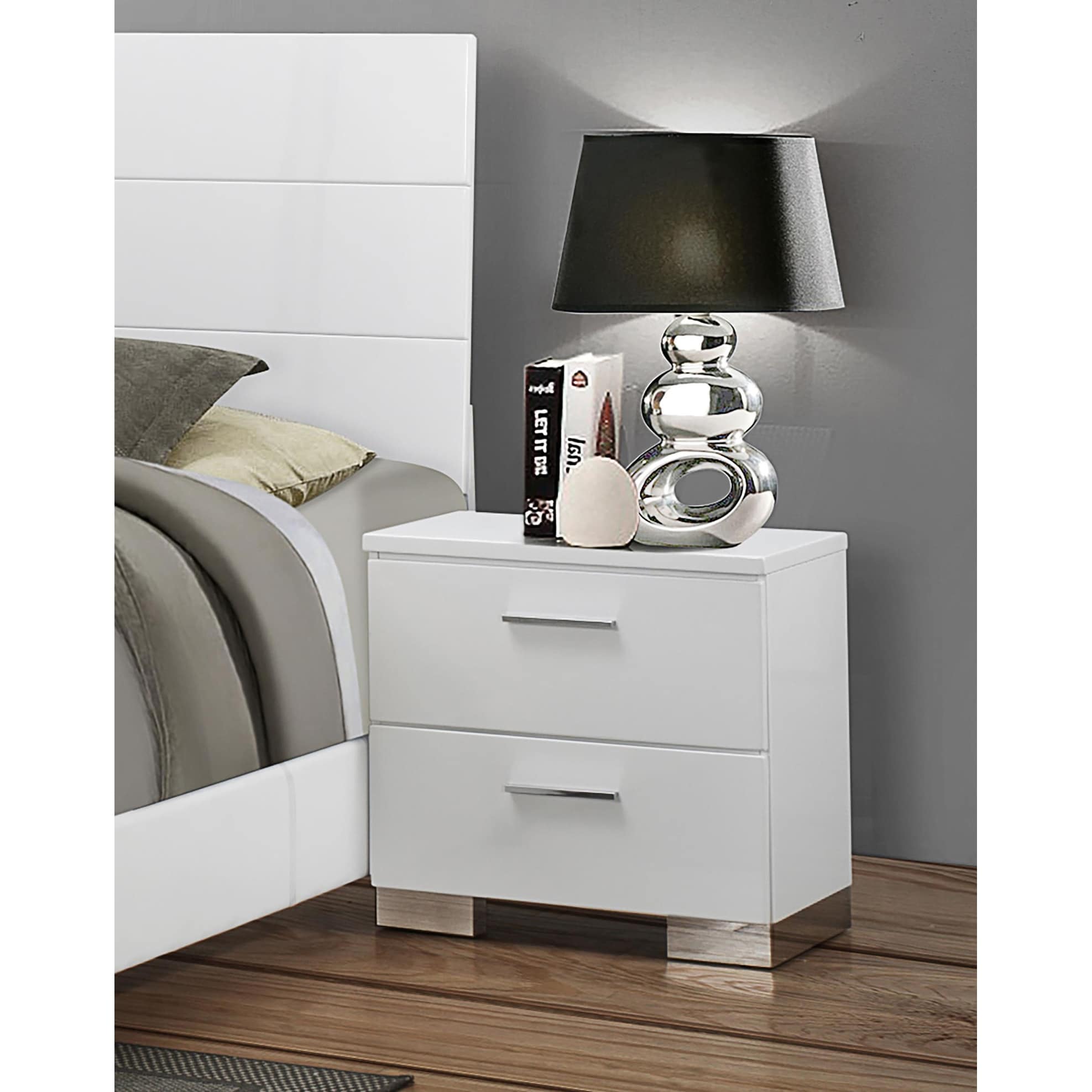 Felicity 2-drawer Nightstand White High Gloss