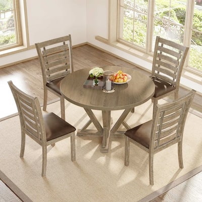 5 PCS Table Set for 4 Round Dining Table