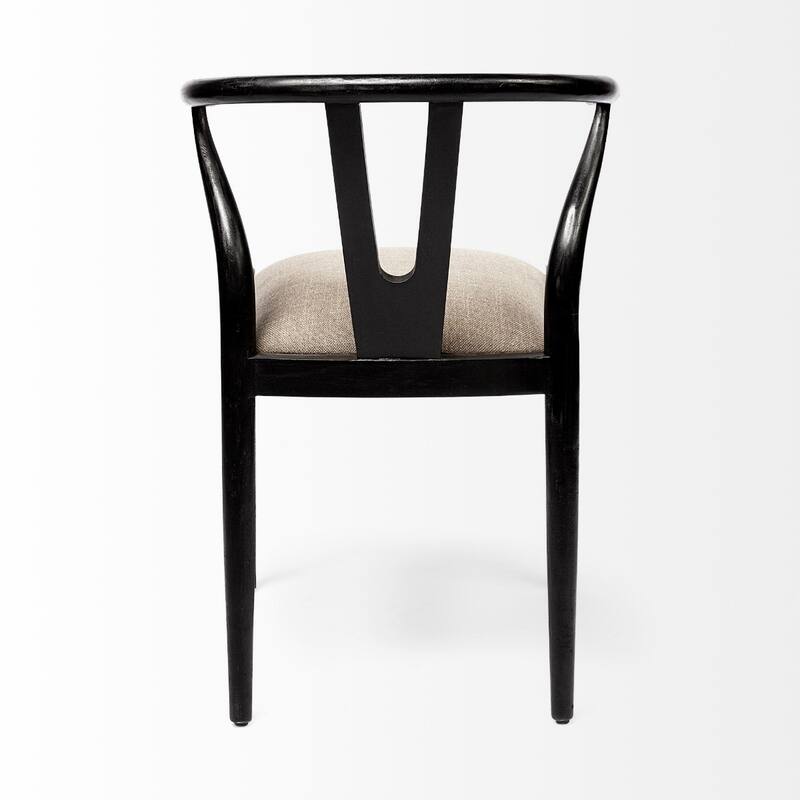 Upholstered Coastal Dining Chair with Cream Linen Seat and Solid Wood Frame Perfect for Any Room - 31”H x 22.5”W x 20”D