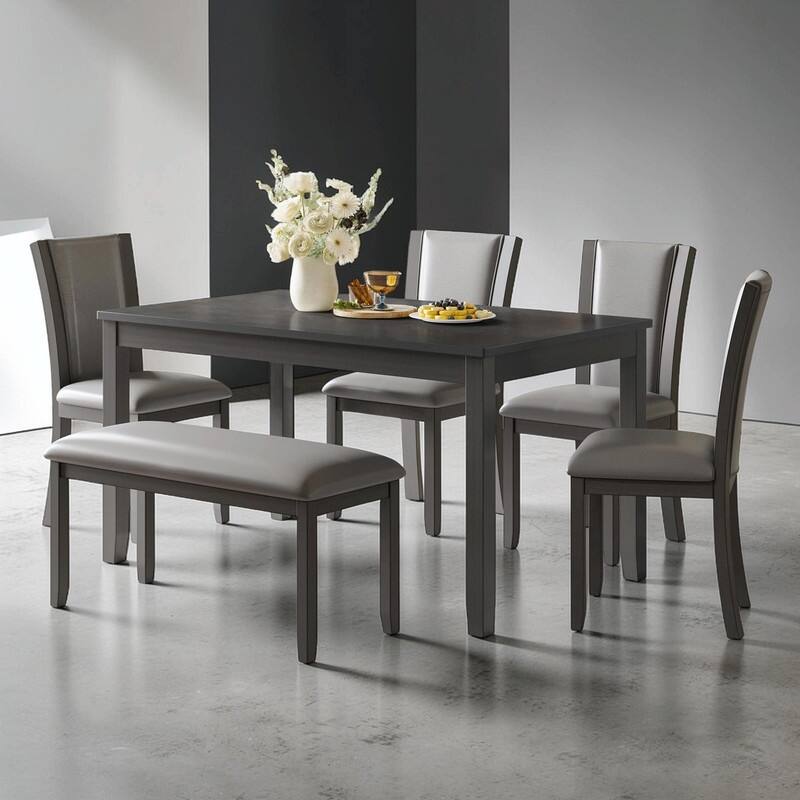 Wooden Dining Chairs Set of 4, Upholstered Side Chairs with Padded Seat for Kitchen & Dining Room