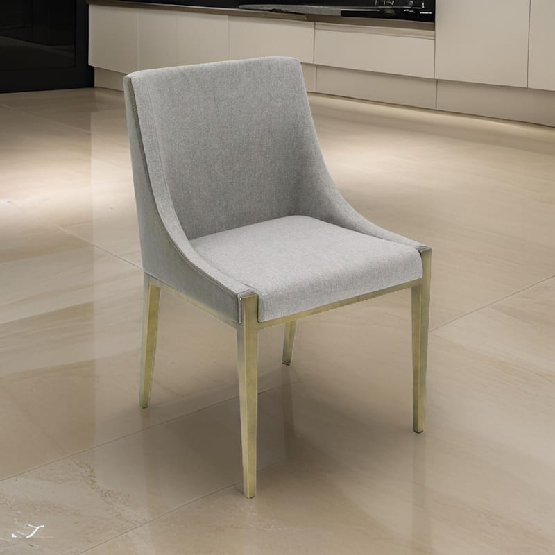 Brass/Gray Faux Leather Upholstered Metal Frame Dining Chair, Sturdy Dining Chair for Dining Rooms - 19.5