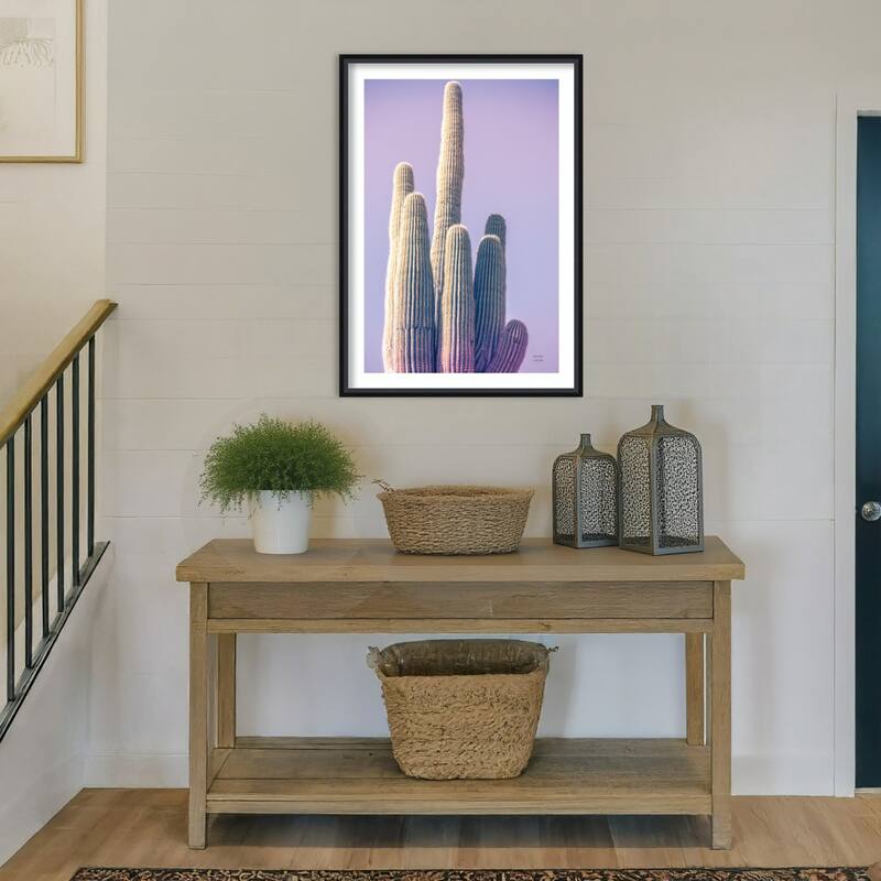 Saguaro Purple Pastel by Nathan Larson Wood Framed Wall Art Print