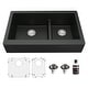 preview thumbnail 1 of 59, Karran Retrofit Farmhouse Quartz 34 in. Double Bowl 60/40 Sink Kit Black