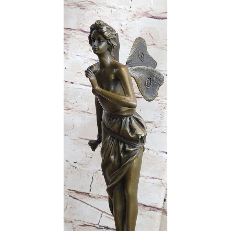 Signed: Villanis, Bronze Art Nouveau Fairy Sculpture Figure Hot Cast Figurine