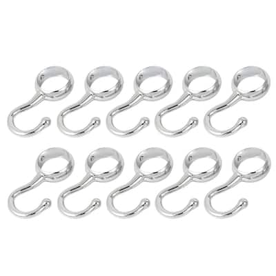 10pcs 1"Dia Tube Wardrobe Hanging Clothes Garment Rail Hanger Hook - Silver Tone