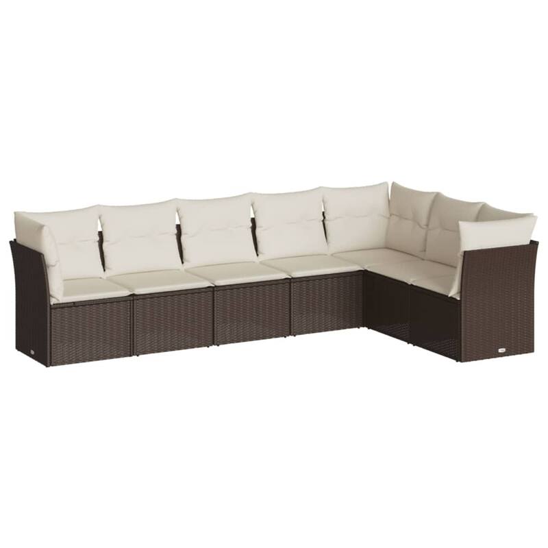 vidaXL Garden Sofa Set Brown and Cream White - 24.4 x 24.4 x 27.2