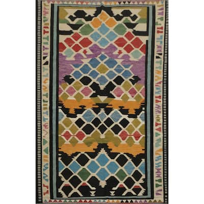 Hand Woven Oriental 100% Wool Carpet Southwestern Tribal Multi-Colored Kilim Area Rug - 11' 8'' X 8' 0''
