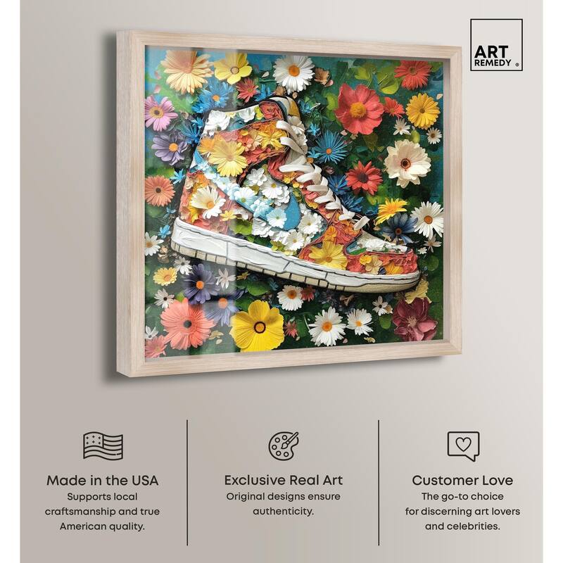 Painted in Floral Sneaker Shadowbox by Art Remedy