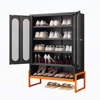 Minimalist Shoe Cabinet with Adjustable Mesh Doors