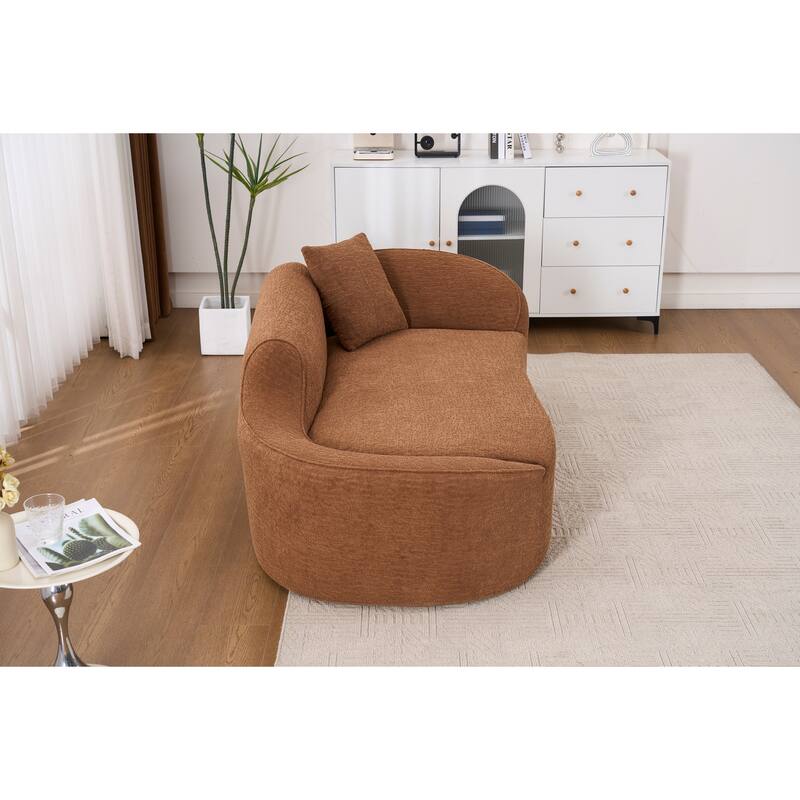 LY-048 Compression Curved Chaise Longue Chair Indoor, Modern Chenille Loveseat Couch