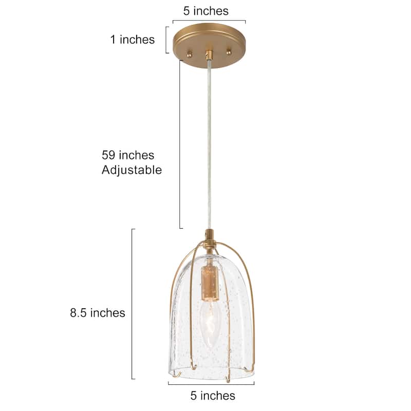 Modern Gold Pendant Light Fixture with Seeded Glass Shades for Foyer and Kitchen Area