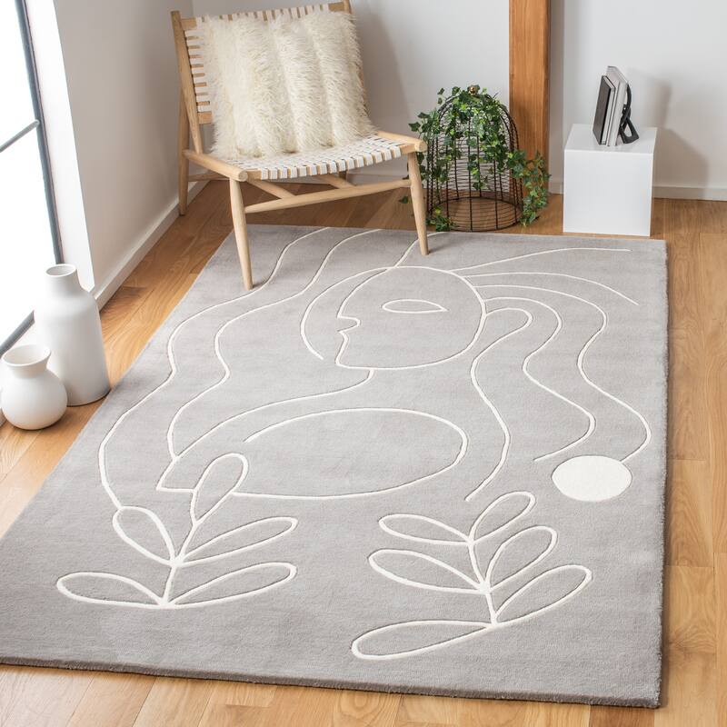 SAFAVIEH Handmade Fifth Avenue Chayah Mid-Century Modern Wool Rug - 8' x 10' - Grey/Ivory