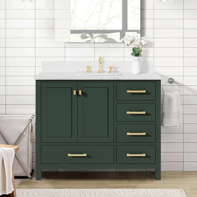 Prismora 42 inch Bathroom Vanity Set in Juniper Green, Middle Sink