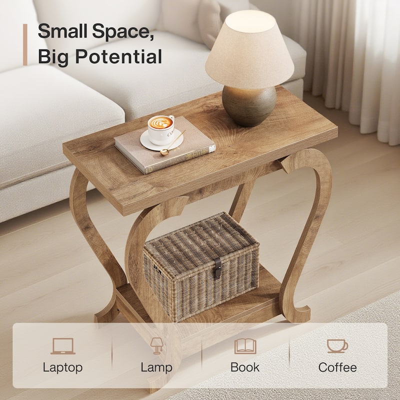 2-Tier End Side Couch Table Nightstand for Living Room Bedroom