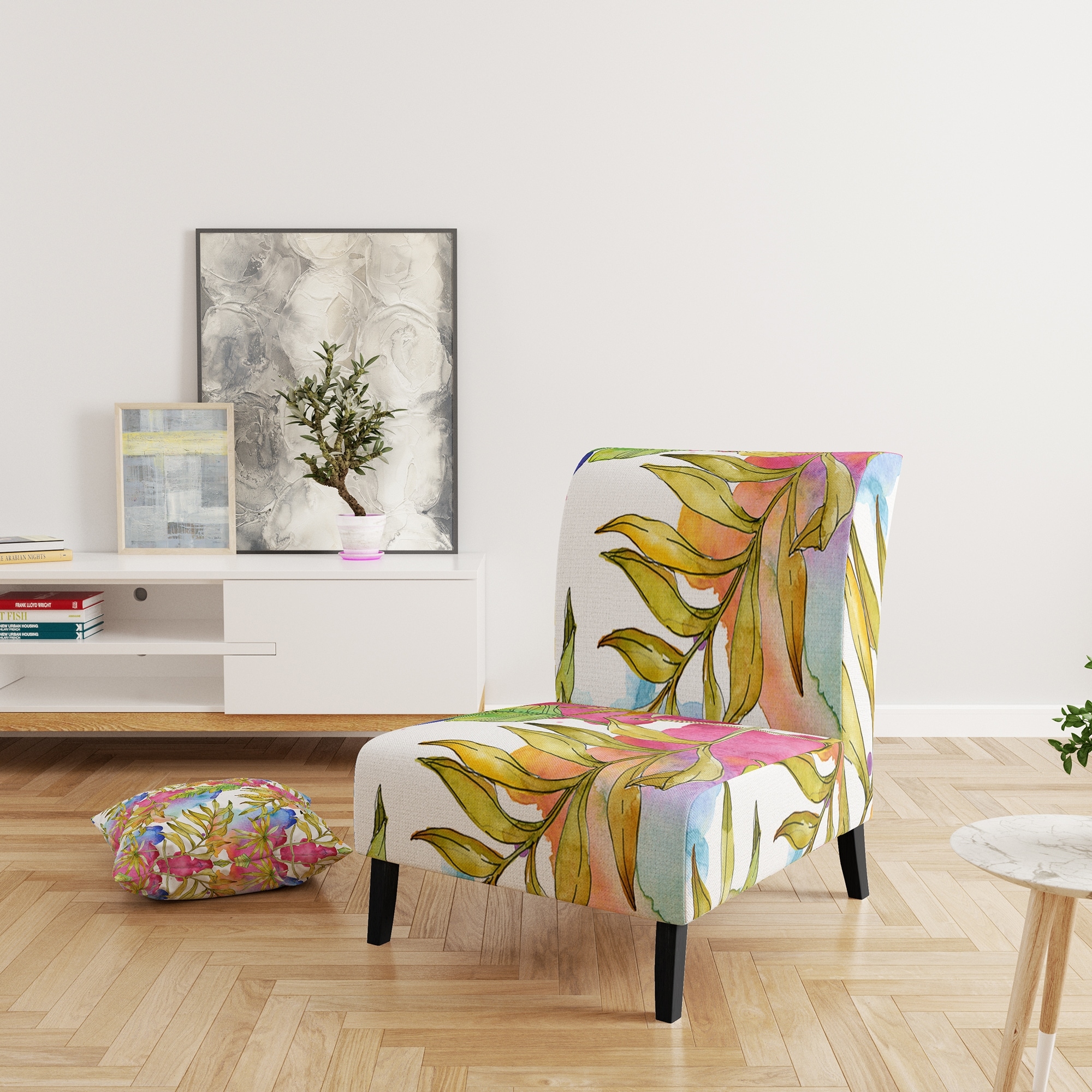 Designart "Tropical Foliage IV" Upholstered Mid-Century - Picture 11 of 20