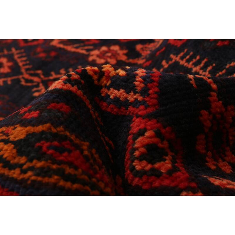ECARPETGALLERY Hand-knotted Andelz Navy, Red Wool Rug - 3'10 x 13'9