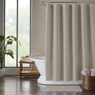 Essential Waffle Stripe Modern Fabric Shower Curtain
