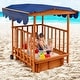 preview thumbnail 11 of 9, Costway Wooden Retractable Sandbox with Cover & Built-in Wheels Kids