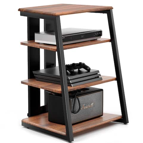 FITUEYES 4-Tier Wooden AV Component Media Stand Stereo Cabinet