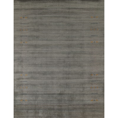 Green & Gray Gabbeh Indian Area Rug Handmade Wool Carpet - 8'2" x 9'10"
