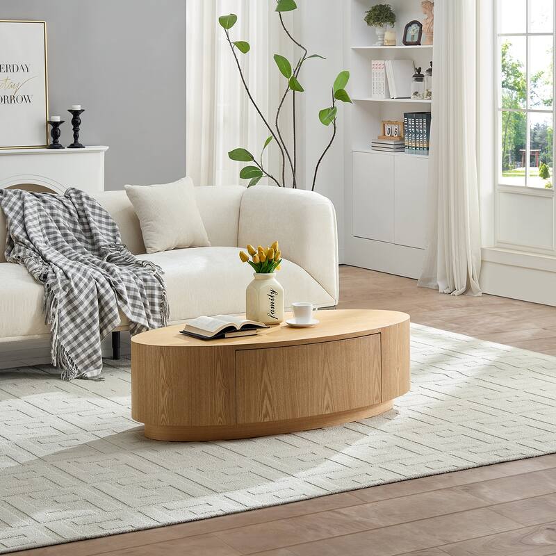 Modern Luxury Oval Coffee Table, Elegant Living Room Accent Piece