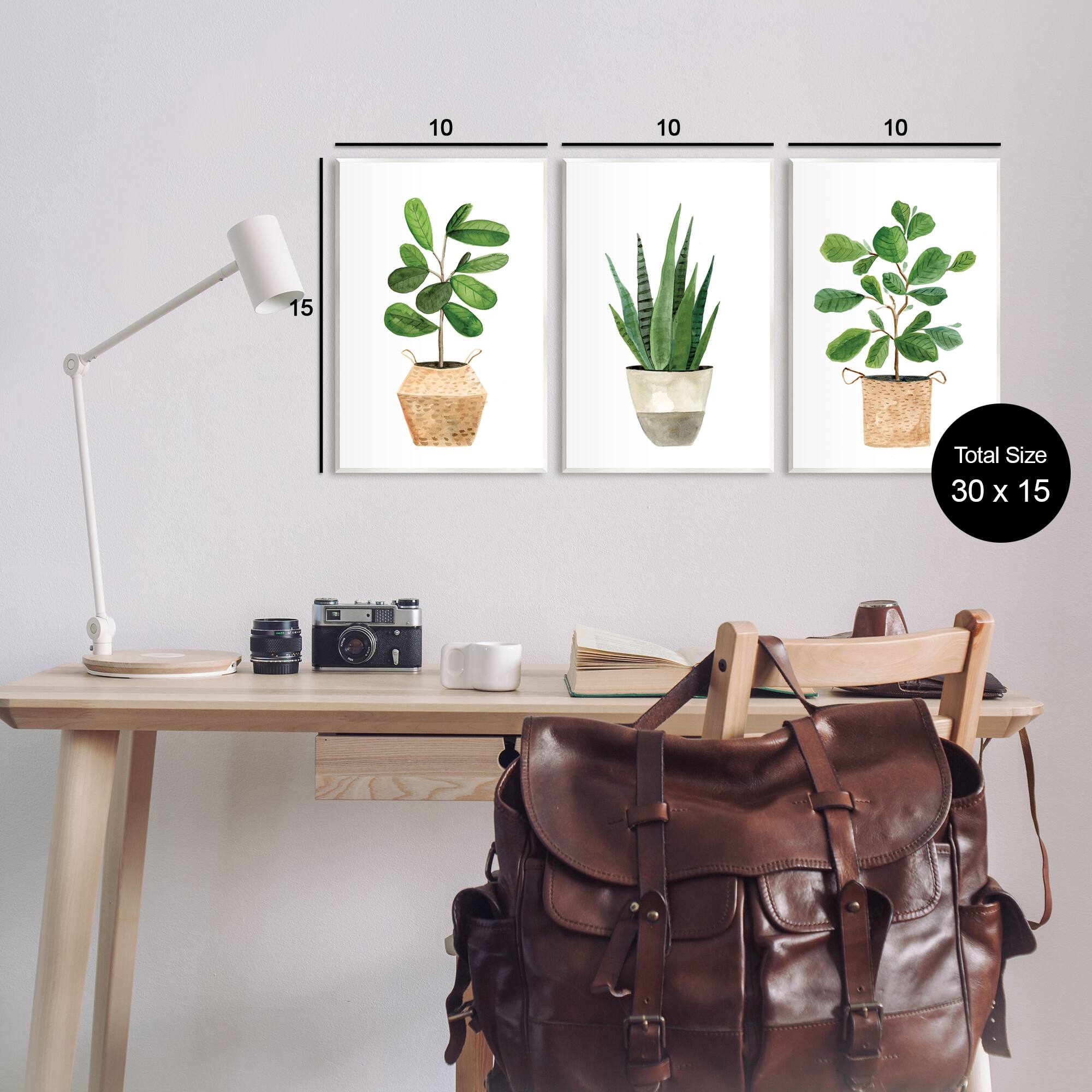 Stupell Industries Minimal Potted Plants Botanicals 3 Piece Wall Plaque