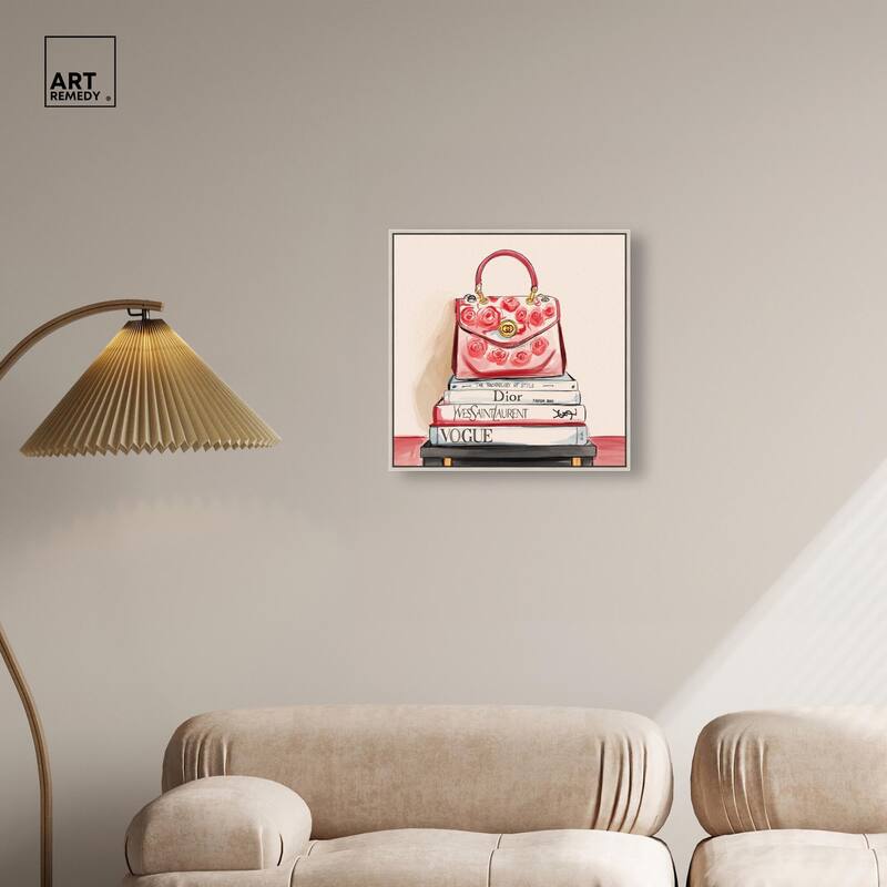 red flowers handbag Canvas by Art Remedy