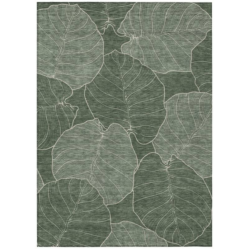 Machine Washable Indoor/ Outdoor Tropical Floral Chantille Rug
