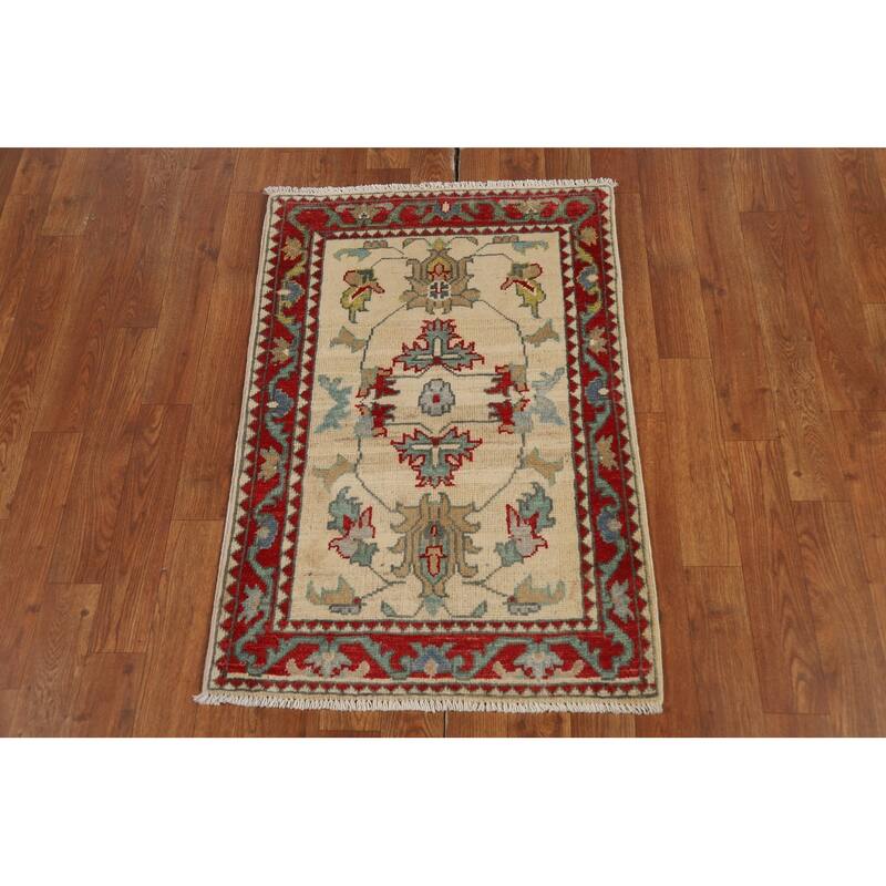 Geometric Kazak Accent Rug Handmade Wool Carpet - 2'0" x 3'0"
