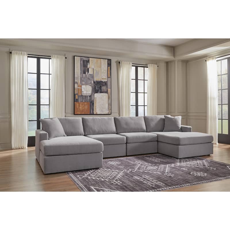Signature Design by Ashley Modmax 4-Piece Double Chaise Sectional - 142"W x 68"D x 36"H - Grey