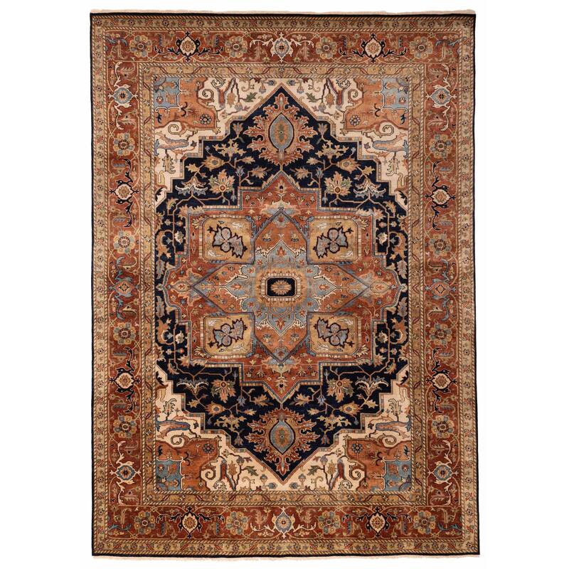 ECARPETGALLERY Hand-knotted Jules Sultane Dark Navy Wool Rug - 9'10 x 13'10